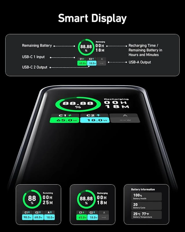 أنكر Prime باور بانك ٢٠٠٠٠ مللي أمبير ٢٠٠ واط (A1336)