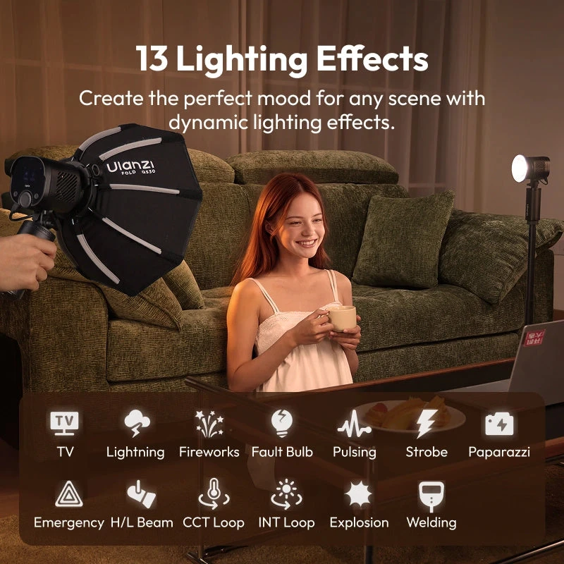 أولانزي كاميرا ٦٠ واط LC60 LightOn Flash & Video Light