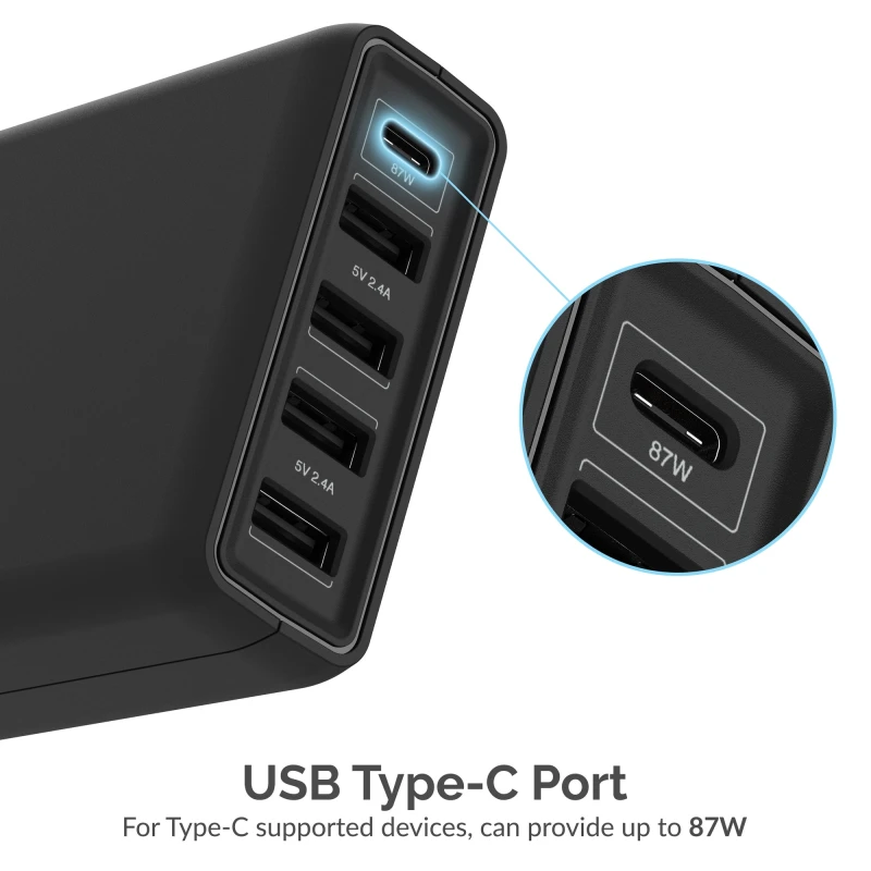 5-Port USB A / Type-C PD Smart Charger