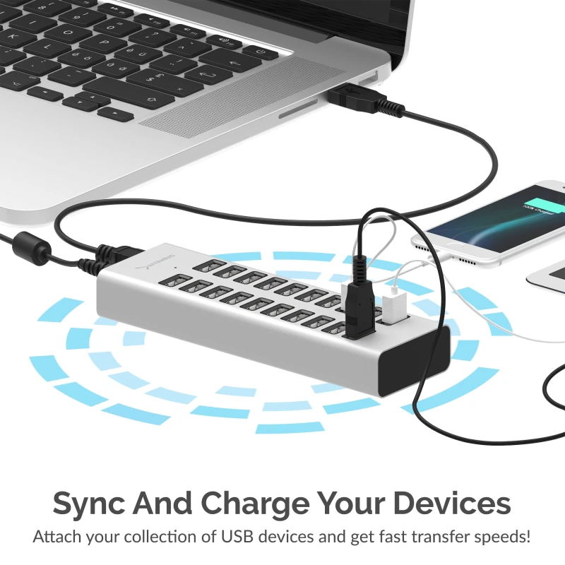 20-Port USB 2.0 90W Charger