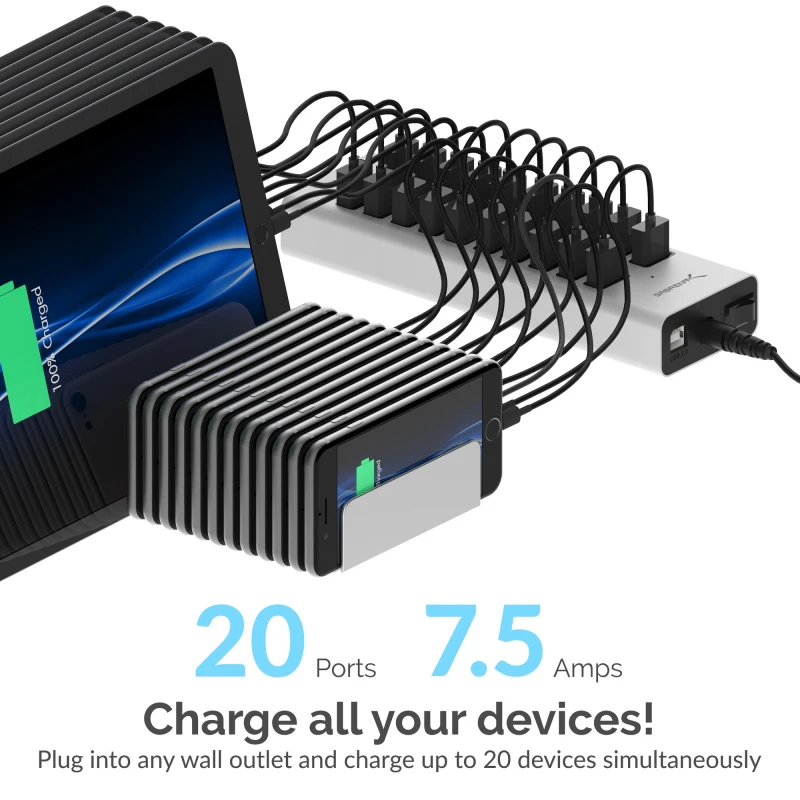 20-Port USB 2.0 90W Charger