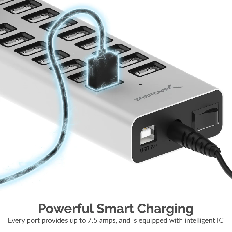 20-Port USB 2.0 90W Charger