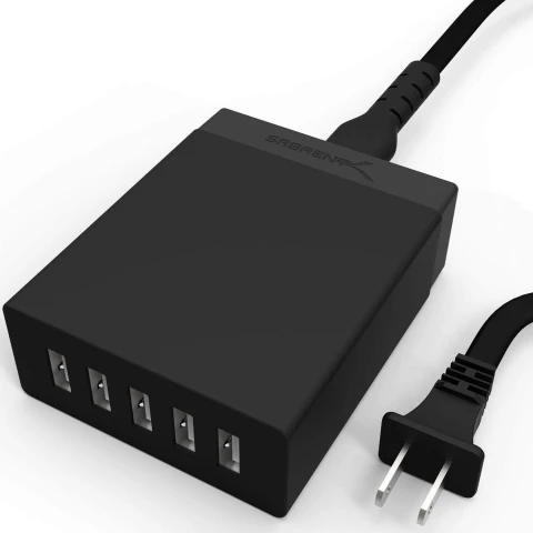سابرنت شاحن ٥٠ واط 5 Port USB Wall Black