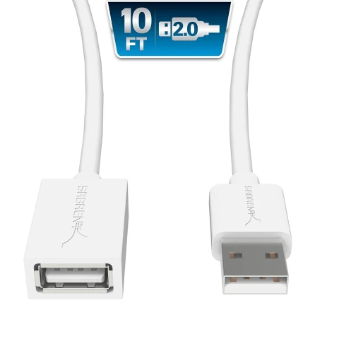 سابرنت كابل 22AWG USB 2.0 Extension A Male to A Female [White] 10 Feet