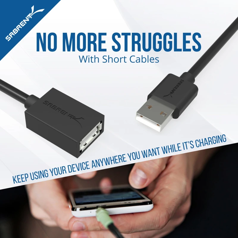 سابرنت كابل 22AWG USB 2.0 Extension A Male to A Female