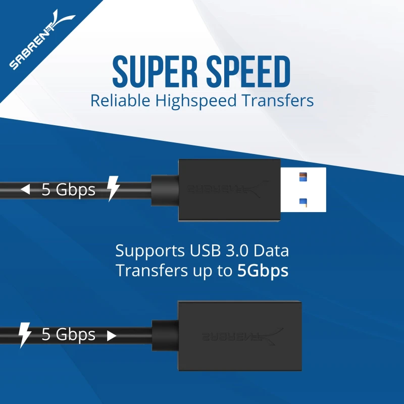 سابرنت كابل 22AWG USB 3.0 Extension A Male to A Female [Black] 10 Feet