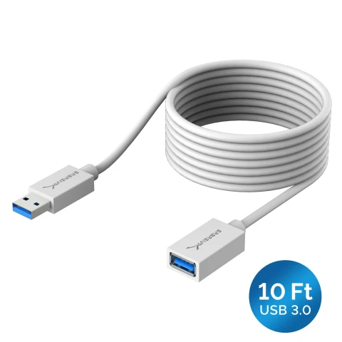 سابرنت كابل 22AWG USB 3.0 Extension A Male to A Female [White] 10 Feet
