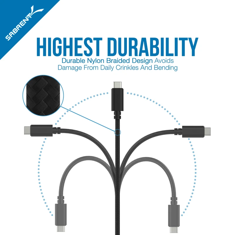 سابرنت مكوّن حاسب 6 22AWG Premium 1ft USB C to USB A 2.0 Cables