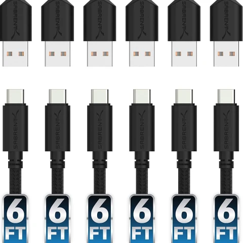 سابرنت مكوّن حاسب 6 22AWG Premium 6ft USB C to USB A 2.0 Cables