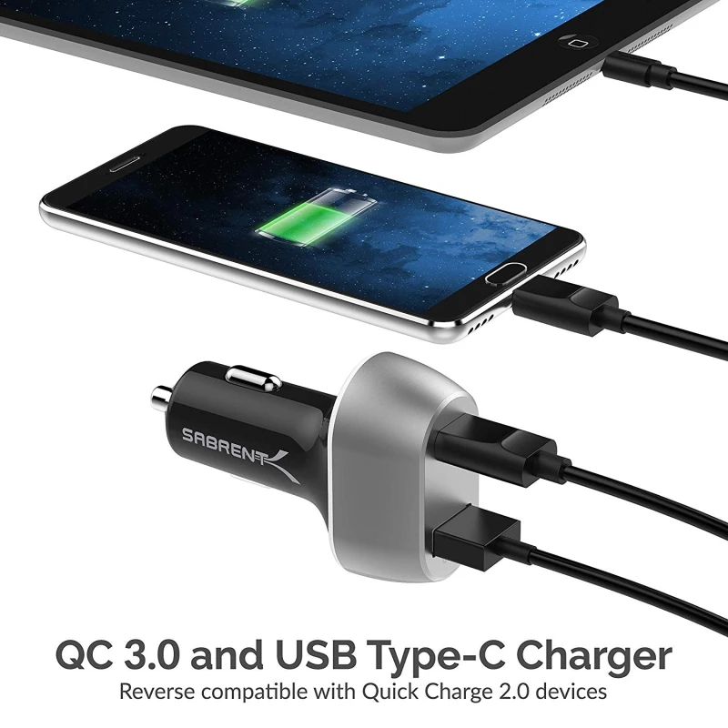 سابرنت شاحن سيارة 2 Port USB Quick Charge 3.0 PD Car