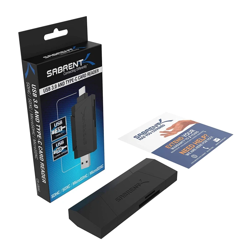 سابرنت قرص تخزين 2 Slot Type C OTG USB 3.0 Flash Memory Card Reader