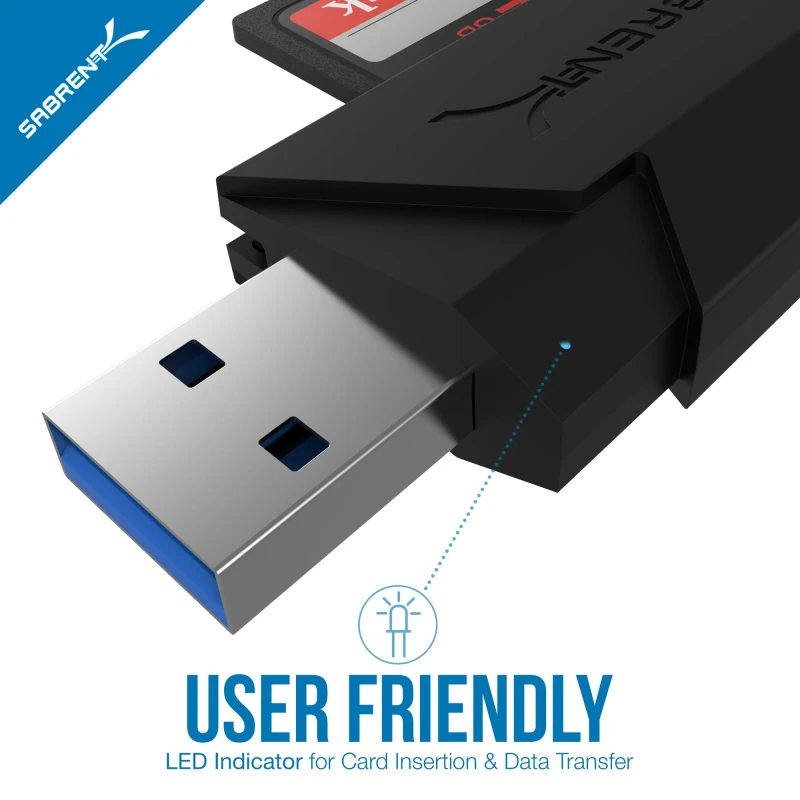 2-Slot Micro USB OTG and USB 3.0 Flash Memory Card Reader - Supports SD , SDHC , SDXC , MMC / MicroSD , T-Flash [Black]
