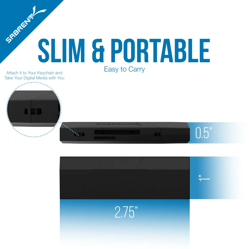 2-Slot Micro USB OTG and USB 3.0 Flash Memory Card Reader - Supports SD , SDHC , SDXC , MMC / MicroSD , T-Flash [Black]
