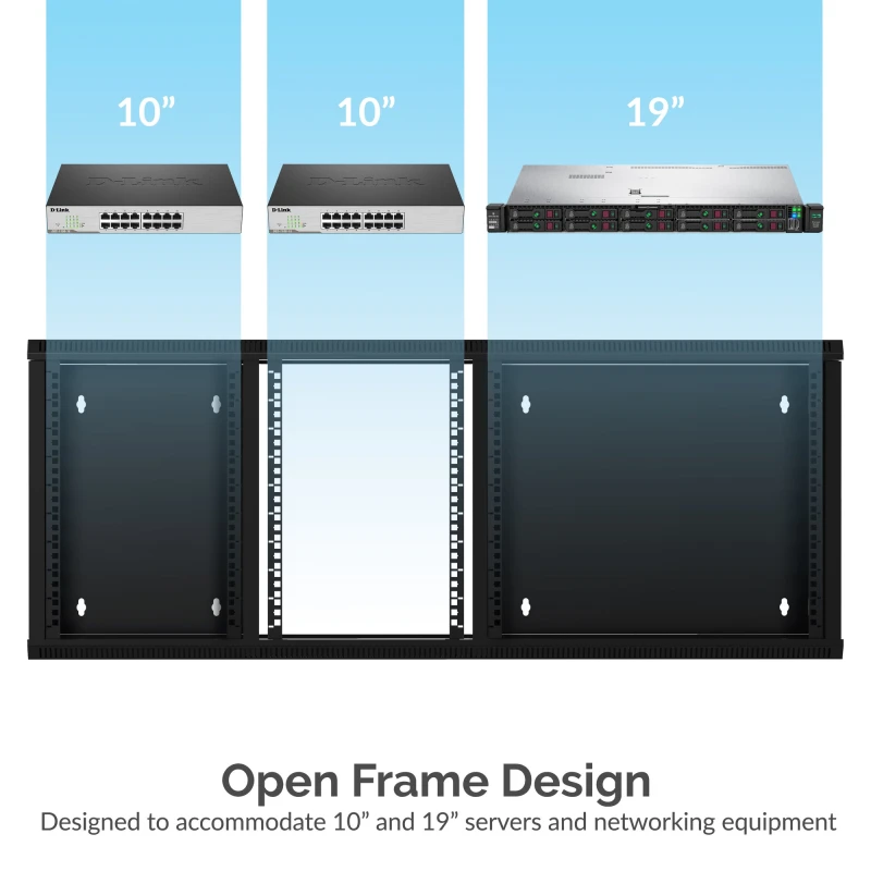 سابرنت محطة إرساء 9U IT Wall Mount Rack Enclosure 3 Compartments in 1 19 Inch Black Server Cabinet