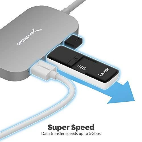 سابرنت قرص تخزين ٤ ألف 8 in 1 USB Type C Hub HDMI Output 3 USB 3.0 Ports 1 USB 2.0 Port SD/MicroSD Multi Card Reader