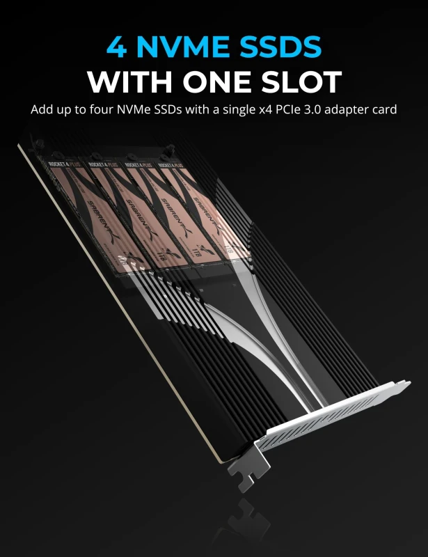 سابرنت قرص تخزين 4 Drive M.2 NVMe SSD to PCIe 3.0 x4 Card
