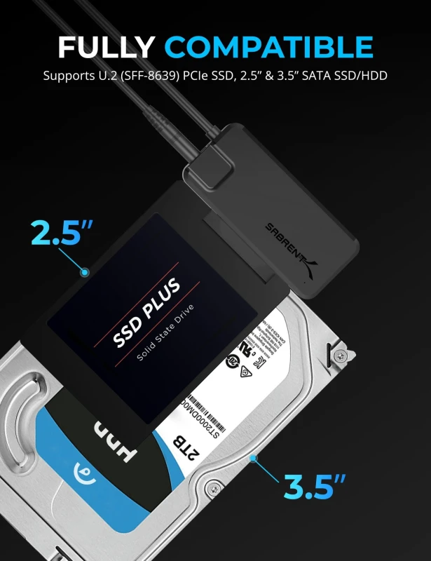 سابرنت قرص تخزين 10Gbps USB 3.2 Type A to SATA/U.2 SSD