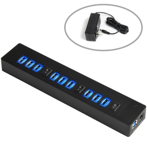 سابرنت قطعة غيار 10 Port USB 3.0 Hub + 5V 2.1A Smart Port