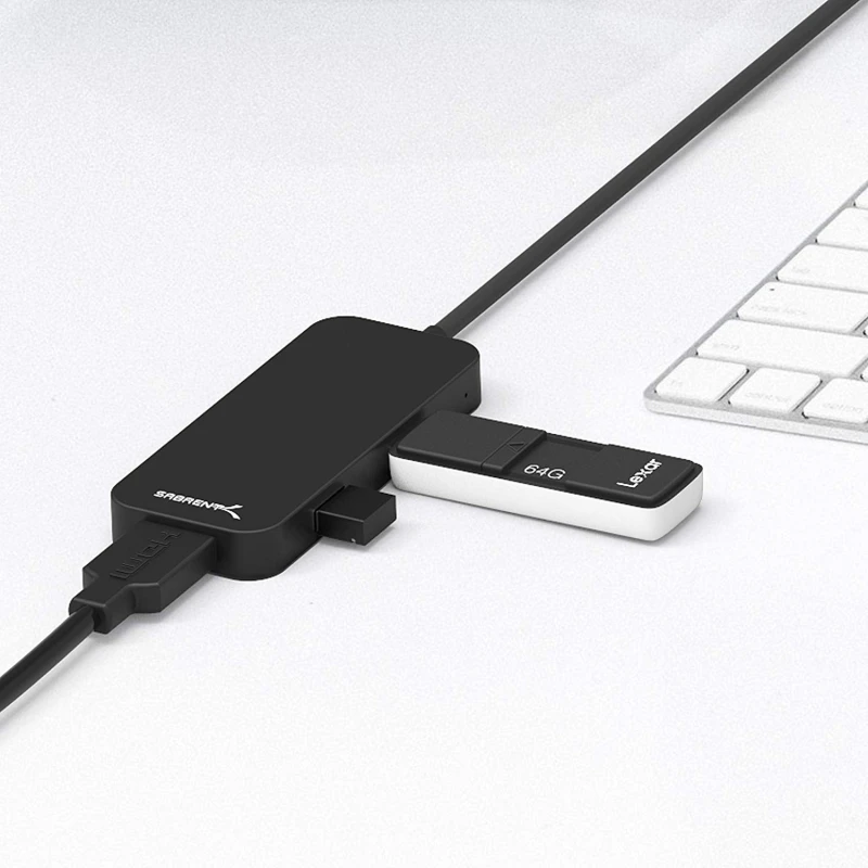 Black Aluminum Type-C to 2-Port USB 3.0 and HDMI Adapter