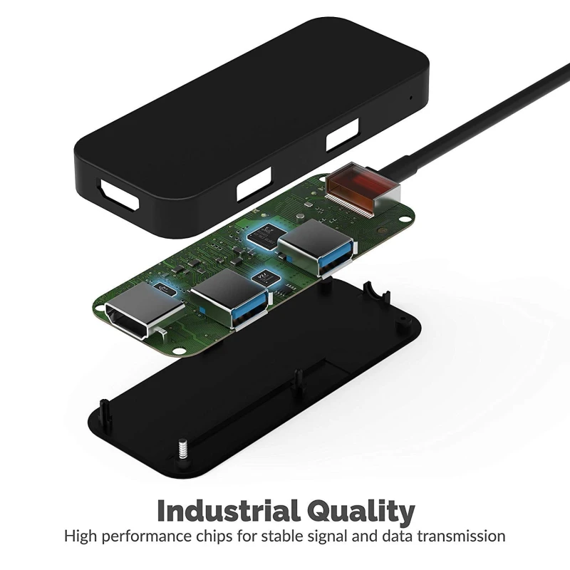 Black Aluminum Type-C to 2-Port USB 3.0 and HDMI Adapter