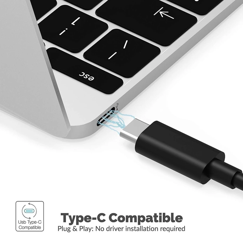 Black Aluminum Type-C to 2-Port USB 3.0 and HDMI Adapter