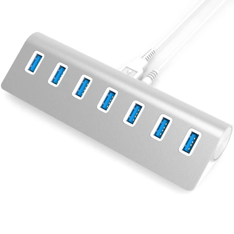 سابرنت شاحن 7 Port Aluminum USB 3.0 Hub 5V/4A Power Silver
