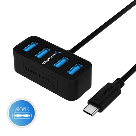 سابرنت مكوّن حاسب 4 Port USB C to USB 3.0 Mini Portable Hub