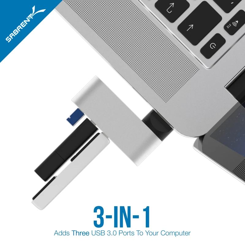 3-Port Mini USB 3.0 Rotating Hub