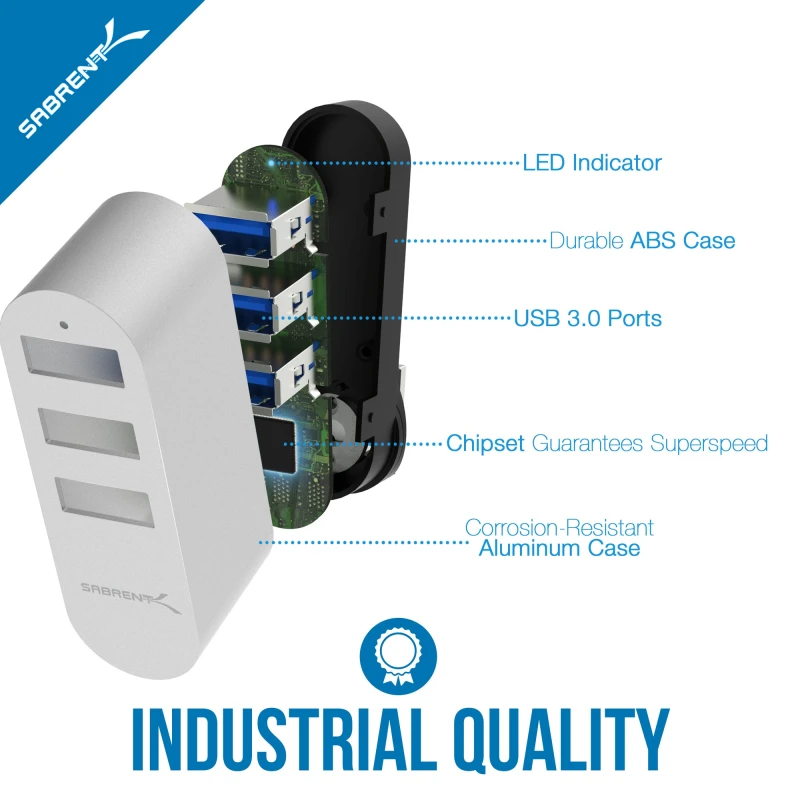 3-Port Mini USB 3.0 Rotating Hub