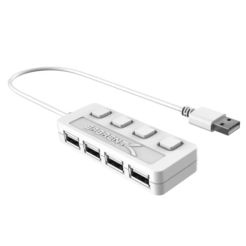سابرنت مكوّن حاسب 4 Port USB 2.0 Hub Power Switches White