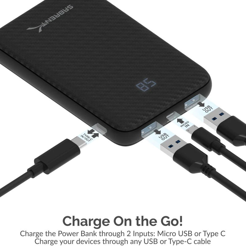 سابرنت باور بانك ١٠٠٠٠ مللي أمبير USB C PD Quick Charge 3.0