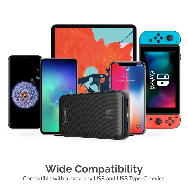20000 mAh USB C PD Power Bank with Quick Charge 3.0