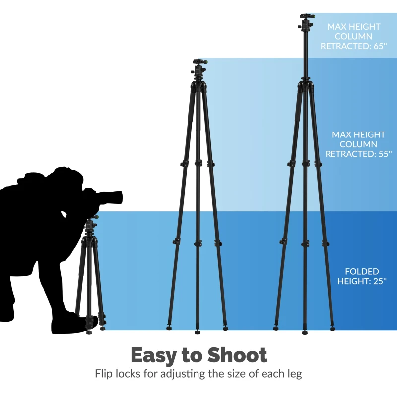 Aluminum Tripod With 360° Full Motion Camera Mount