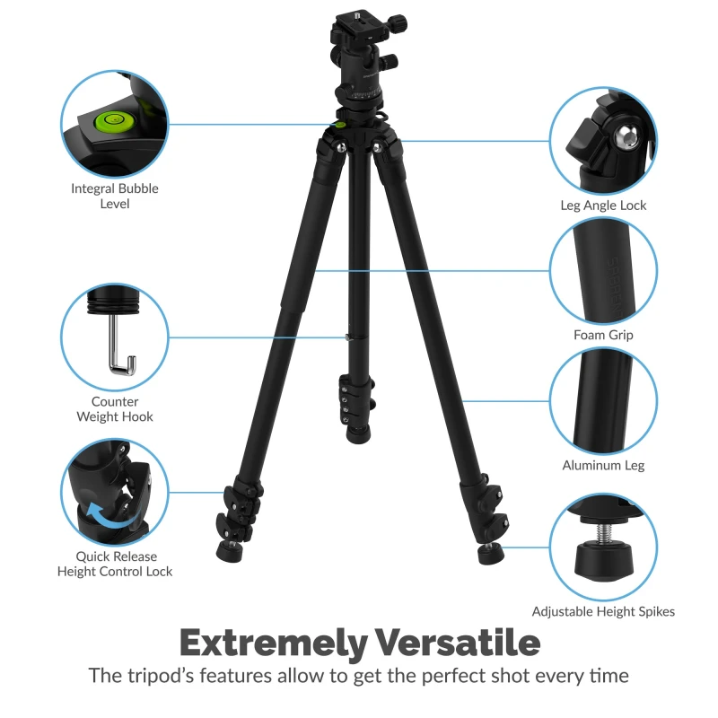 Aluminum Tripod With 360° Full Motion Camera Mount