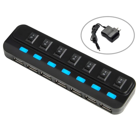 سابرنت شاحن 7 Port USB 2.0 Hub Stand Alone USB Station AC Adaptor