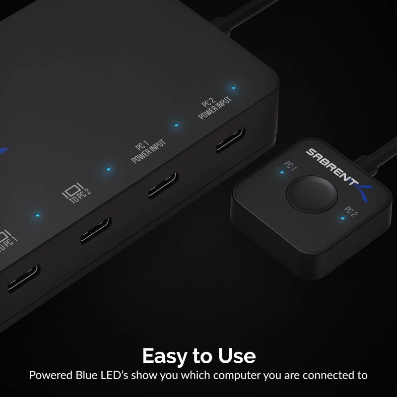 سابرنت محطة إرساء 2 Port USB Type C KVM Switch