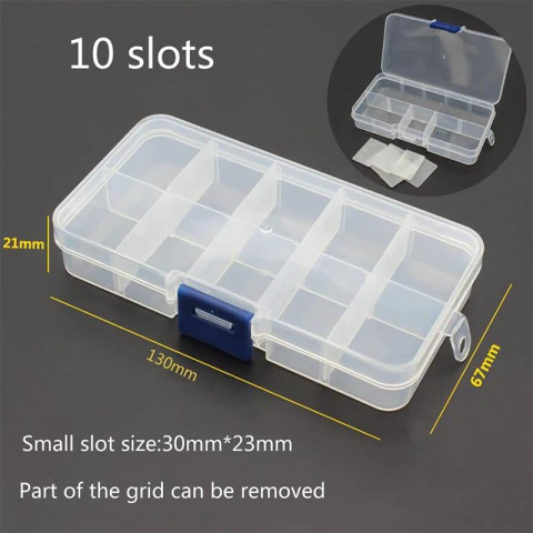 ويتريجز قطعة غيار 10 Slots Cells Tool Storage Box Small Component Transparent