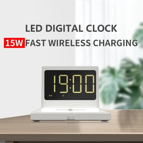 ويتريجز شاحن 3 in 1 Digital Clock Fast Wireless Black