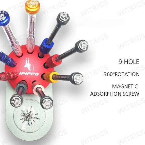 ويتريجز أداة إصلاح 9 Holes Rotating Magnetic Screwdriver Holder Black