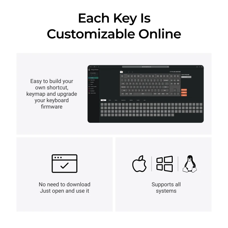 كيكرون لوحة مفاتيح ٨ ألف C1 Pro QMK Wired Custom Mechanical Keyboard