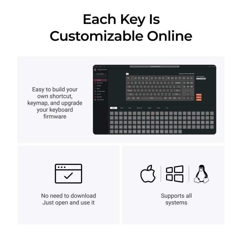 كيكرون لوحة مفاتيح ٨ ألف C3 Pro QMK Wired Custom Mechanical Keyboard