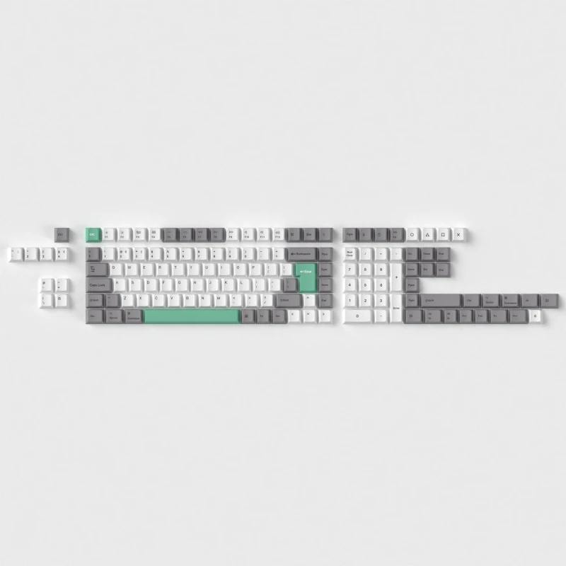 كيكرون لوحة مفاتيح ISO Cherry Profile Dye Sub PBT Full Keycap Gray White Mint