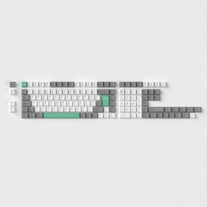 كيكرون لوحة مفاتيح ISO Cherry Profile Dye Sub PBT Full Keycap Gray White Mint