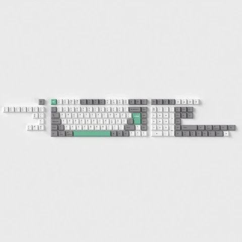 كيكرون لوحة مفاتيح ISO Cherry Profile Dye Sub PBT Full Keycap Gray White Mint