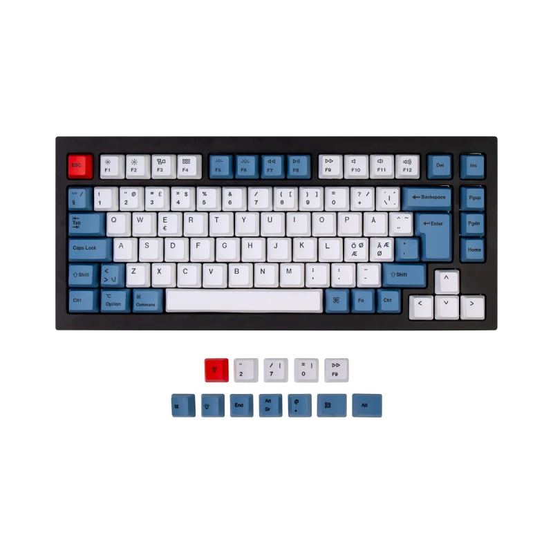 كيكرون لوحة مفاتيح ISO Q1 & Q1 Pro & V1 & K2 & K2 Pro OEM Dye Sub PBT Keycap Blue