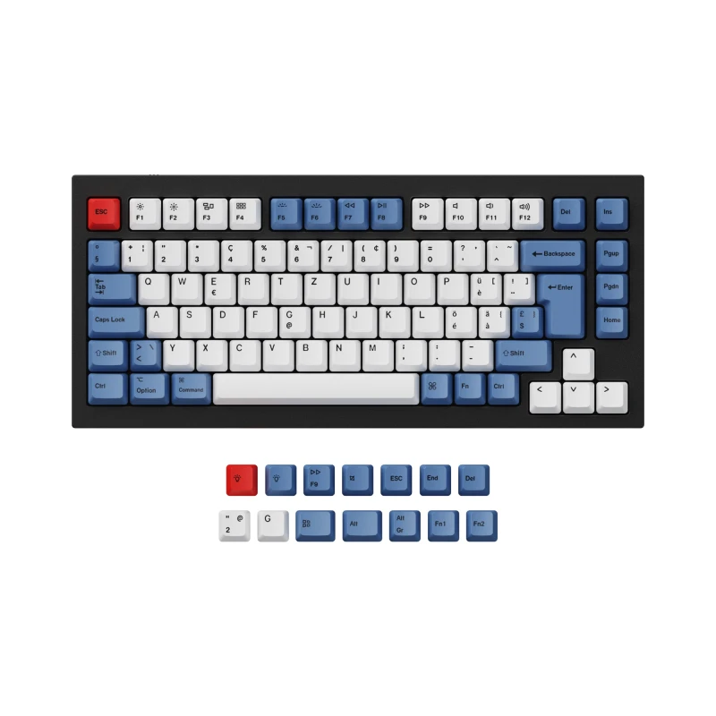 كيكرون لوحة مفاتيح ISO & ANSI Q1 & Q1 Pro & Q2 & Q2 Pro & V1 & V2 & K2 & K2 Pro OEM Dye Sub PBT Keycap Blue