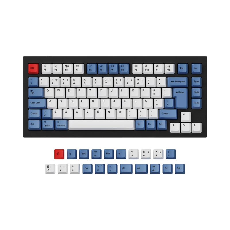 كيكرون لوحة مفاتيح ISO & ANSI Q1 & Q1 Pro & Q2 & Q2 Pro & V1 & V2 & K2 & K2 Pro OEM Dye Sub PBT Keycap Blue
