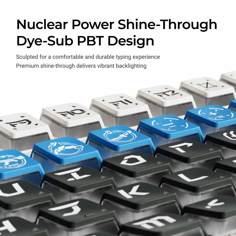 كيكرون لوحة مفاتيح Arsenal Nuclear Power Shine through Dye Sub PBT Full Keycap