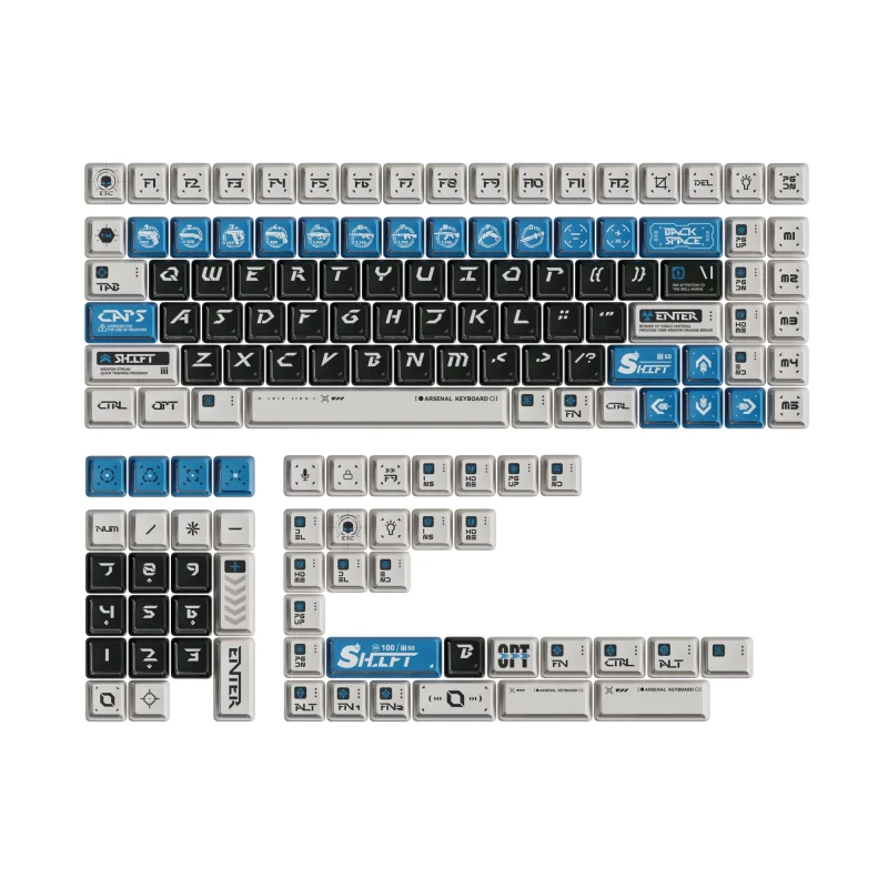 كيكرون لوحة مفاتيح Arsenal Nuclear Power Shine through Dye Sub PBT Full Keycap