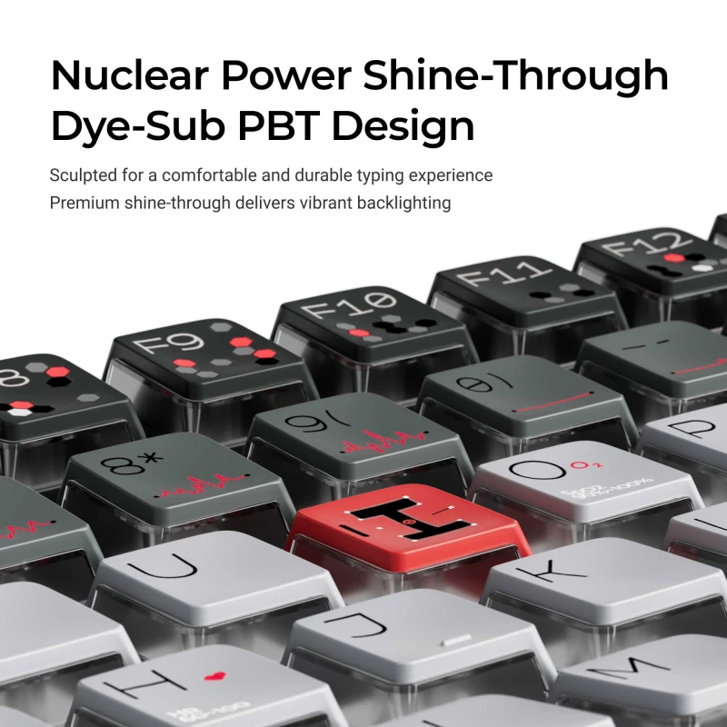 كيكرون لوحة مفاتيح Bio Individual Nuclear Power Shine through Dye Sub PBT Full Keycap